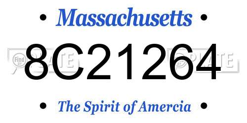8C21264 Massachusetts License Plate