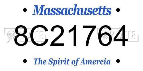 8C21764 Massachusetts License Plate
