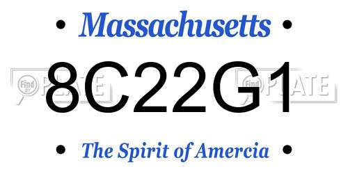 8C22G1 Massachusetts License Plate