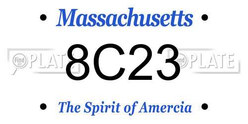 8C23 Massachusetts License Plate