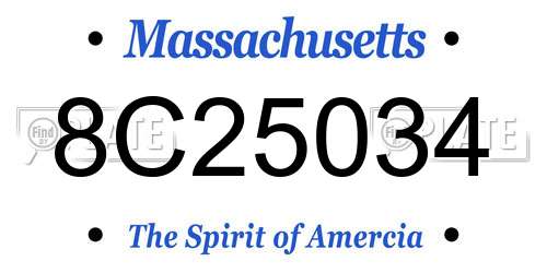 8C25034 Massachusetts License Plate