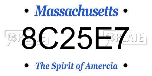 8C25E7 Massachusetts License Plate
