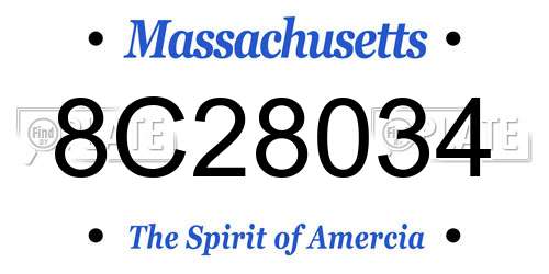 8C28034 Massachusetts License Plate