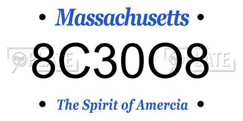 8C30O8 Massachusetts License Plate