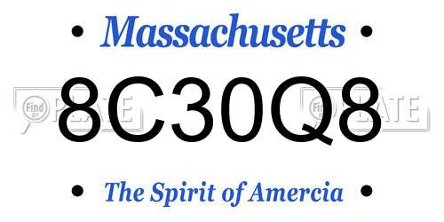 8C30Q8 Massachusetts License Plate