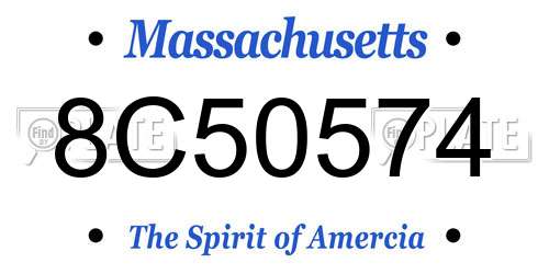 8C50574 Massachusetts License Plate
