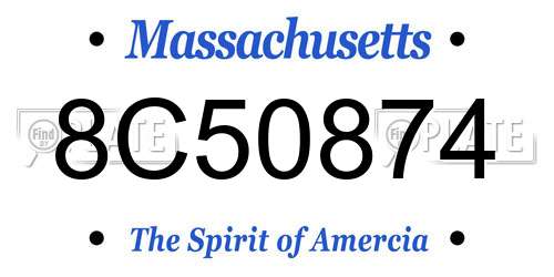 8C50874 Massachusetts License Plate
