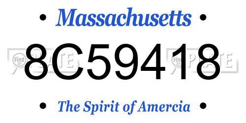 8C59418 Massachusetts License Plate