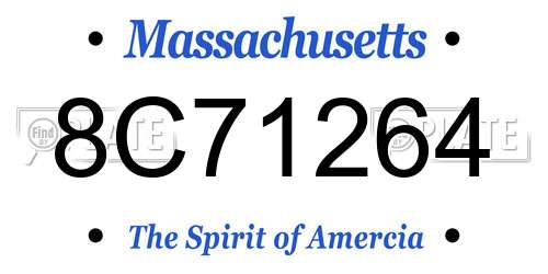 8C71264 Massachusetts License Plate