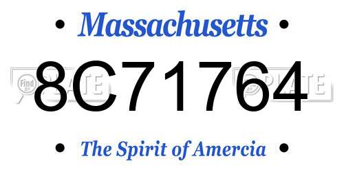 8C71764 Massachusetts License Plate