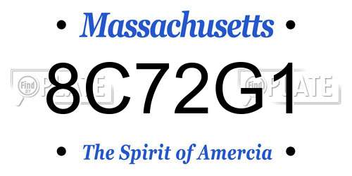 8C72G1 Massachusetts License Plate