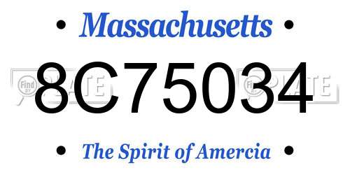 8C75034 Massachusetts License Plate