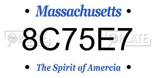 8C75E7 Massachusetts License Plate