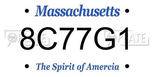 8C77G1 Massachusetts License Plate