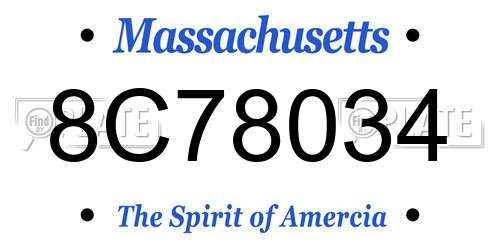 8C78034 Massachusetts License Plate