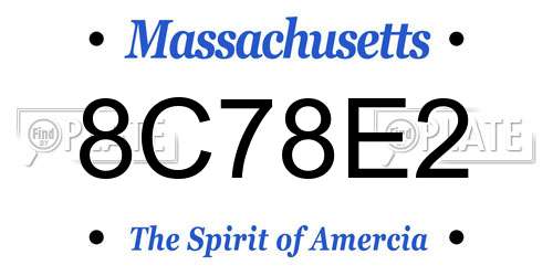 8C78E2 Massachusetts License Plate