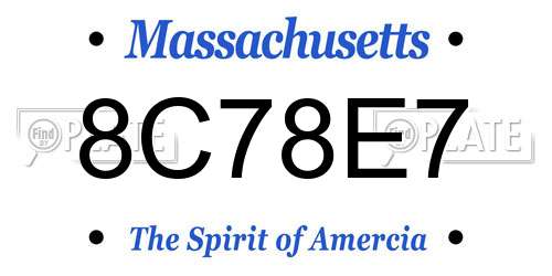 8C78E7 Massachusetts License Plate