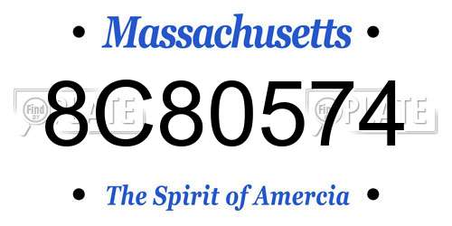 8C80574 Massachusetts License Plate