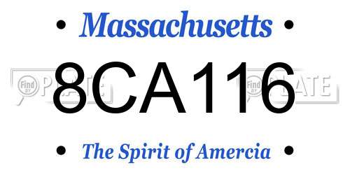 8CA116 Massachusetts License Plate
