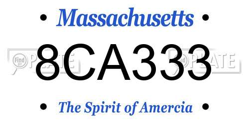 8CA333 Massachusetts License Plate