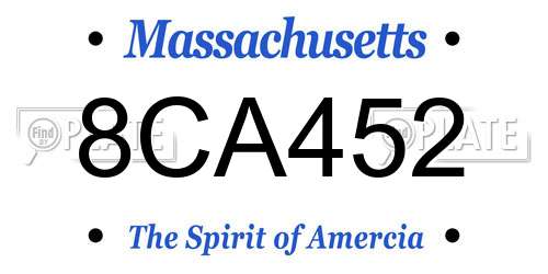 8CA452 Massachusetts License Plate