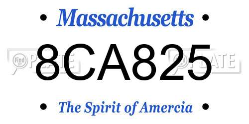 8CA825 Massachusetts License Plate