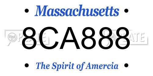 8CA888 Massachusetts License Plate
