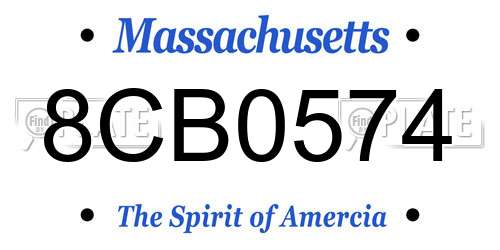 8CB0574 Massachusetts License Plate
