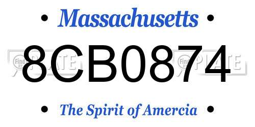 8CB0874 Massachusetts License Plate