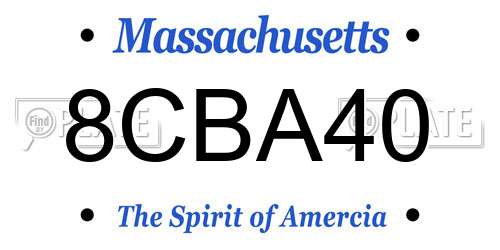 8CBA40 Massachusetts License Plate