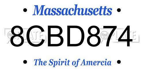 8CBD874 Massachusetts License Plate
