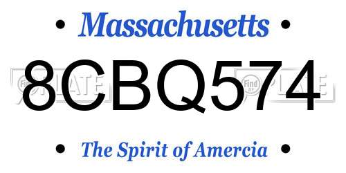 8CBQ574 Massachusetts License Plate