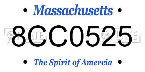 8CC0525 Massachusetts License Plate