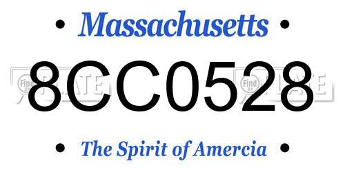 8CC0528 Massachusetts License Plate