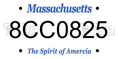 8CC0825 Massachusetts License Plate