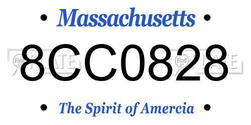 8CC0828 Massachusetts License Plate
