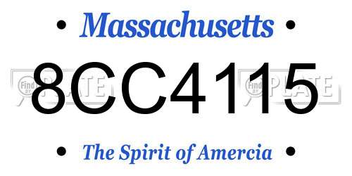 8CC4115 Massachusetts License Plate