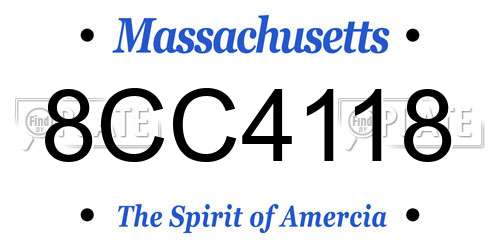 8CC4118 Massachusetts License Plate