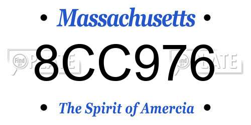 8CC976 Massachusetts License Plate