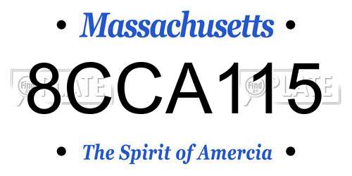 8CCA115 Massachusetts License Plate