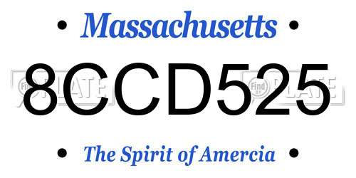 8CCD525 Massachusetts License Plate