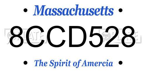 8CCD528 Massachusetts License Plate
