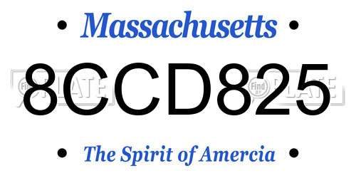 8CCD825 Massachusetts License Plate