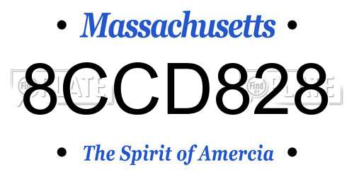 8CCD828 Massachusetts License Plate