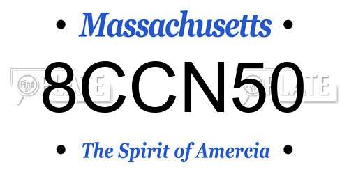 8CCN50 Massachusetts License Plate