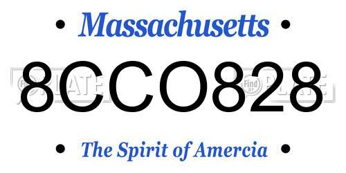 8CCO828 Massachusetts License Plate