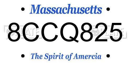 8CCQ825 Massachusetts License Plate