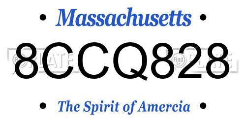 8CCQ828 Massachusetts License Plate