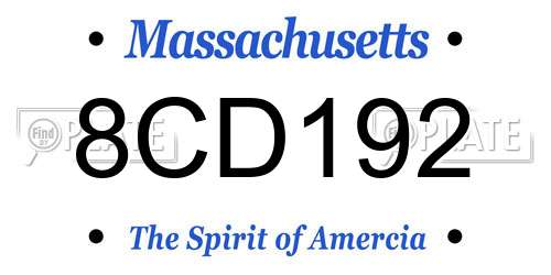 8CD192 Massachusetts License Plate