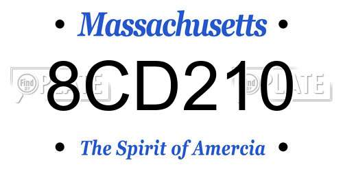 8CD210 Massachusetts License Plate
